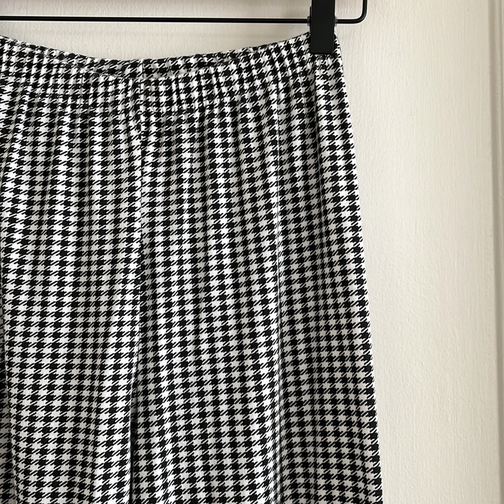 80s Vintage Stirrup Leggings Black & White Checker Herringbone Cotton Blend - Picture 3 of 11